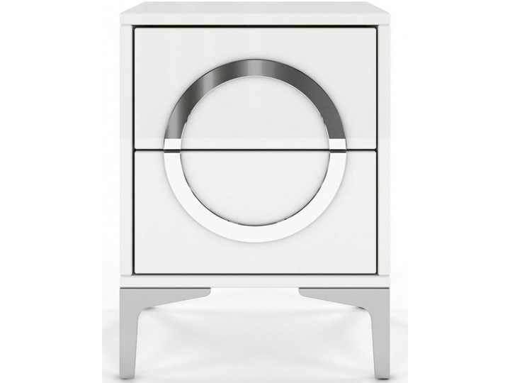 Biała nowoczesna szafka nocna Dancan EVA / wysoki połysk Płyta laminowana Płyta meblowa Stal Szkło Metal Płyta MDF Styl Minimalistyczny
