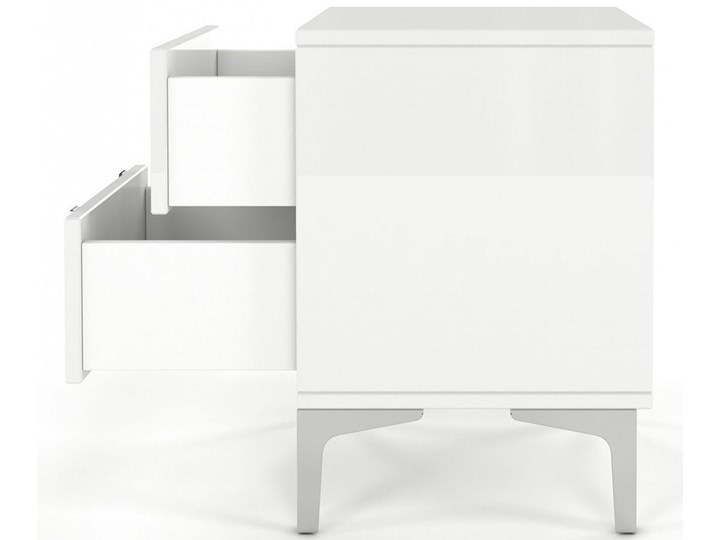 Biała nowoczesna szafka nocna Dancan EVA / wysoki połysk Płyta laminowana Metal Stal Płyta meblowa Płyta MDF Szkło Styl Minimalistyczny Kolor Biały