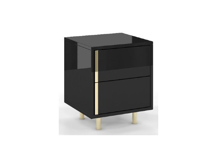 Elegancka czarna szafka nocna CAROLINE marki Dancan Płyta laminowana Na buty Płyta meblowa Płyta MDF Typ Nocne Metal Pomieszczenie Sypialnia