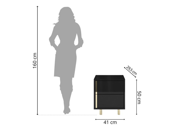 Elegancka czarna szafka nocna CAROLINE marki Dancan Płyta meblowa Na buty Metal Płyta laminowana Płyta MDF Typ Z siedziskiem