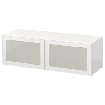 IKEA BESTÅ Kombinacja szafek ściennych, biały/Glassvik białe szkło matowe, 120x42x38 cm
