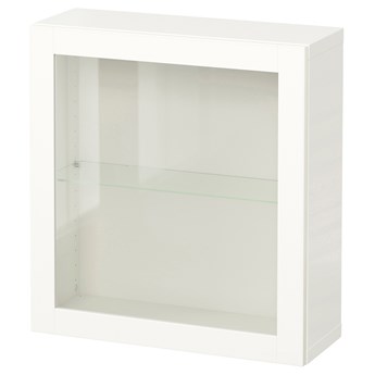 IKEA BESTÅ Kombinacja szafek ściennych, Biały/Sindvik białe szkło przezroczyste, 60x22x64 cm