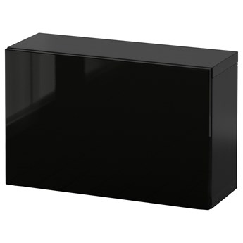 IKEA BESTÅ Kombinacja szafek ściennych, Czarnybrąz/Selsviken połysk/czarny, 60x22x38 cm