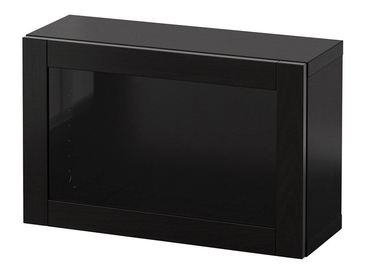 IKEA BESTÅ Kombinacja szafek ściennych, Czarnybrąz/Sindvik czarnobrązowe szkło przezroczyste, 60x22x38 cm Stal Płyta laminowana Tworzywo sztuczne Płyta MDF Płyta meblowa Metal Kategoria Szafki i regały