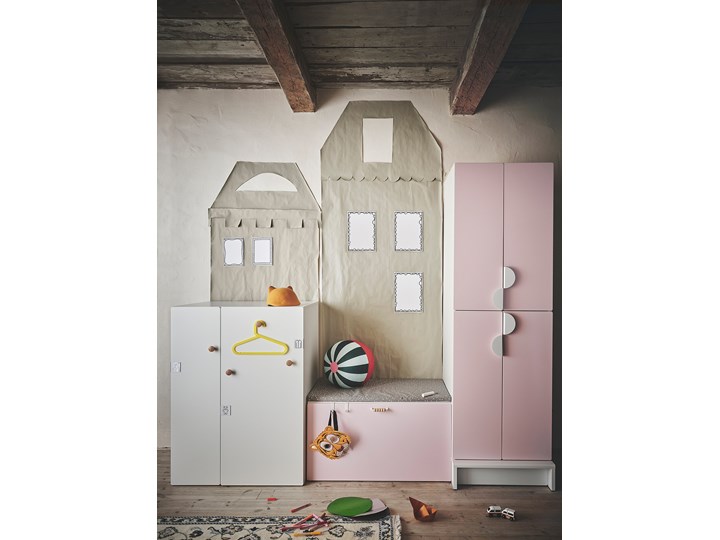 IKEA SMÅSTAD Szafa z elementem wysuwanym, biały, 80x57x108 cm Płyta laminowana Kategoria Szafy do garderoby Głębokość 57 cm Szerokość 80 cm Rodzaj frontów Mat