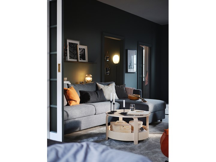 IKEA VIMLE Sofa 3-osobowa, z szezlongiem/Gunnared średnioszary, Wysokość z poduchami oparcia: 83 cm Nóżki Bez nóżek Prawostronne Styl Nowoczesny