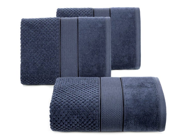 Ręcznik kąpielowy granatowy 50x90 frotte 500g/m2 elegancki z welurową bordiurą, Jessi