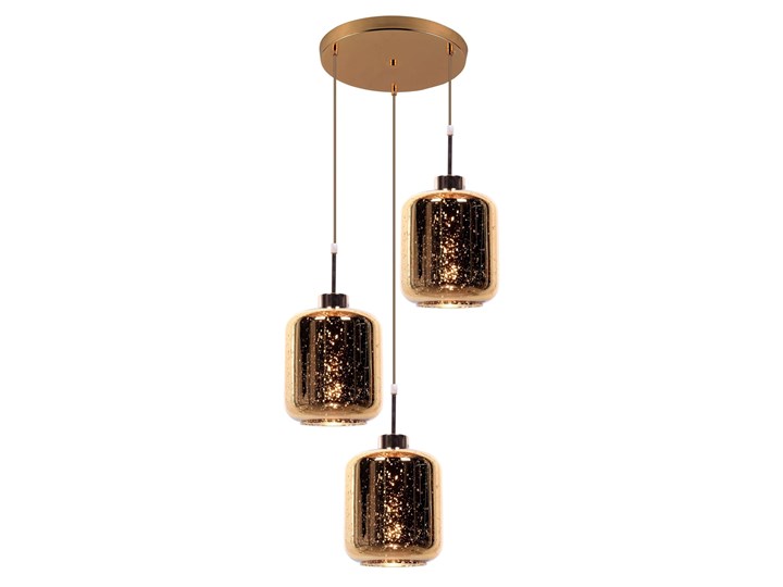POTRÓJNA NOWOCZESNA LAMPA WISZĄCA ZWIS ZŁOTA ALACOSMO W3 LUMINA DECO Szkło Chrom Lampa z abażurem Lampa z kloszem Metal Pomieszczenie Salon
