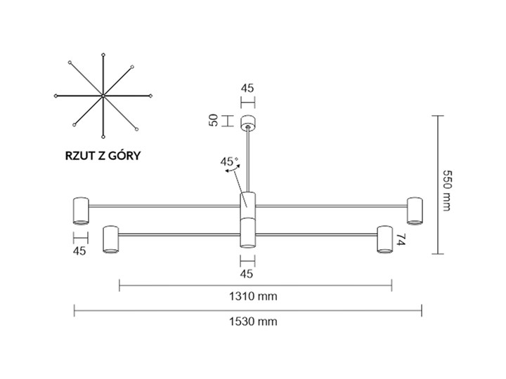 DAKATA 5640/5641 SHILO 7825 Stal Metal Ilość źródeł światła 8 źródeł Styl Nowoczesny