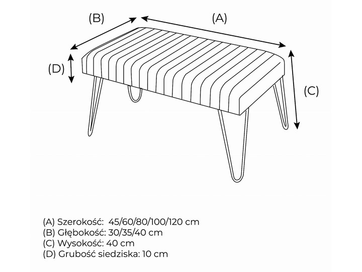 Ławka Tapicerowana Industrialna PIN Hexagon LOFT Pomieszczenie Przedpokój