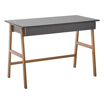 Biurko szare ze złotym metalowa rama 110 x 55 cm biurko z szufladami w stylu glamour