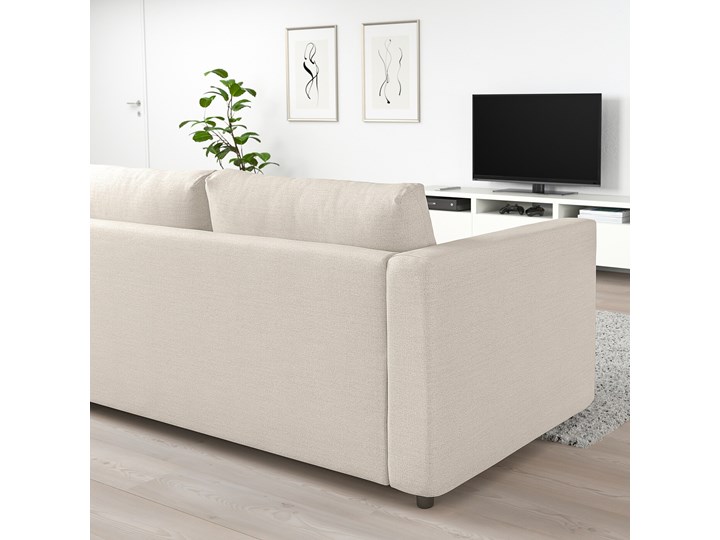 IKEA VIMLE Sofa 3-osobowa, Gunnared beżowy, Wysokość z poduchami oparcia: 83 cm Styl Klasyczny Rozkładanie