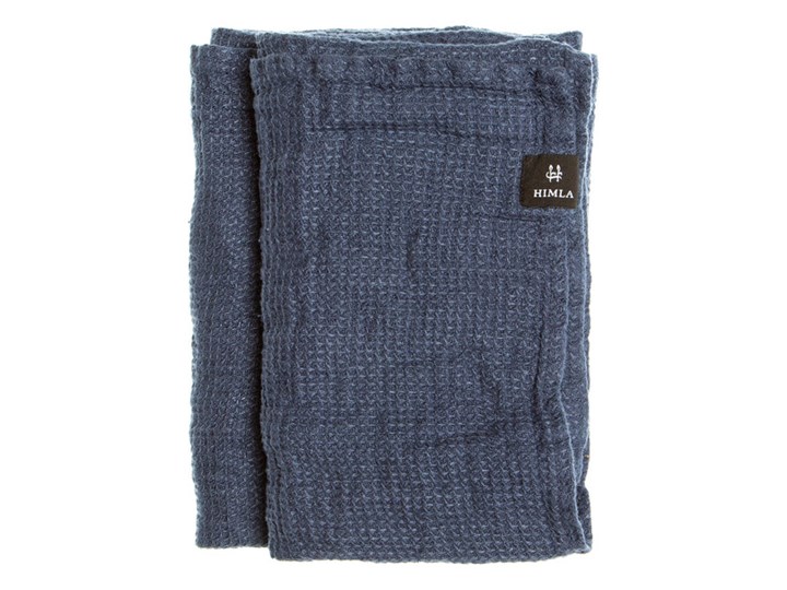 Niebieski lniany ręcznik 70x135 Fresh Laundry w waflowy wzór HIMLA