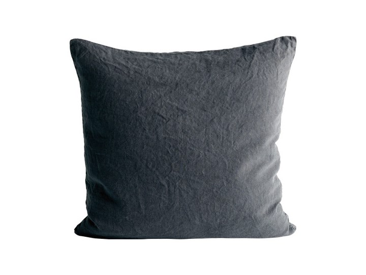 Taboret podnóżek z tapicerowanym siedziskiem Mammoth - drewno dębowe czarne Black skóra Cognac NORR11 Kwadratowe Len Aksamit 50x50 cm Pomieszczenie Sypialnia