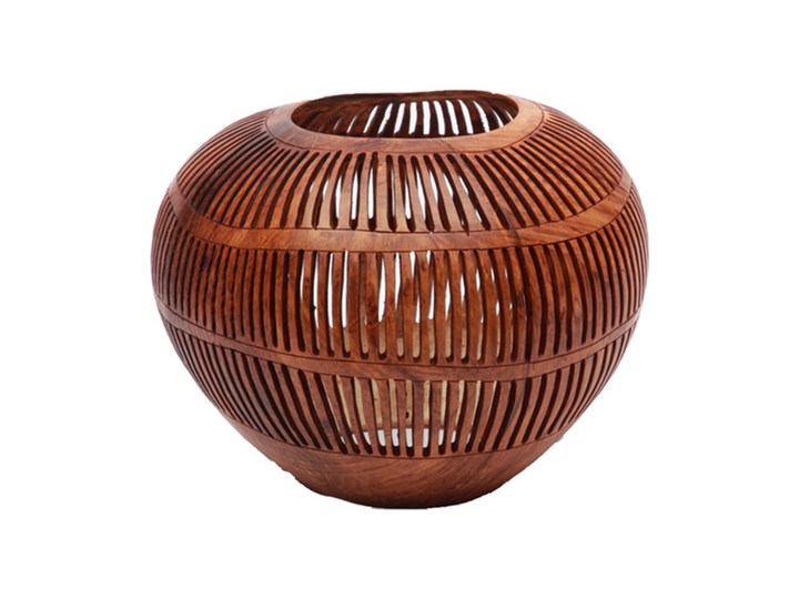 Brązowy świecznik Coconut Stripe Long z orzecha kokosowego BAZAR BIZAR Kategoria Świeczniki i świece
