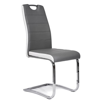 Krzesło do jadalni szare w nowoczesnym stylu SKY666  / biało-szare, nogi chrom