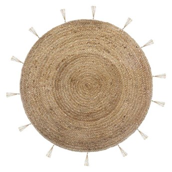 COSY okrągły dywan jutowy zdobiony frędzlami, 80 cm