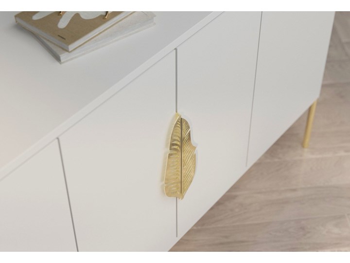 Biała komoda Skandica MERLIN ze złotymi dodatkami Płyta MDF Głębokość 40 cm Wysokość 79 cm Szerokość 138 cm Kolor Biały