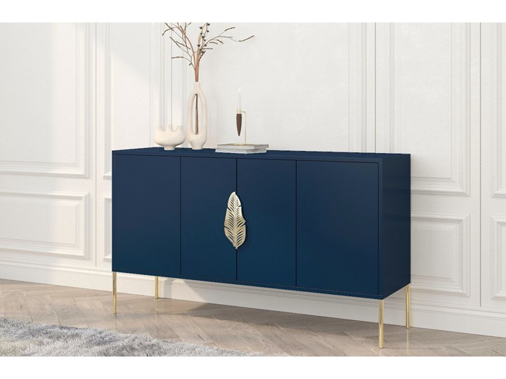 Granatowa komoda Skandica MERLIN ze złotymi dodatkami Głębokość 40 cm Szerokość 138 cm Kategoria Komody Wysokość 79 cm Płyta MDF Styl Nowoczesny