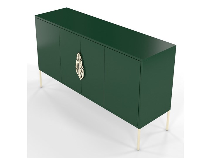 Zielona komoda Skandica MERLIN ze złotymi dodatkami Płyta MDF Styl Minimalistyczny Wysokość 79 cm Szerokość 138 cm Głębokość 40 cm Kolor Zielony