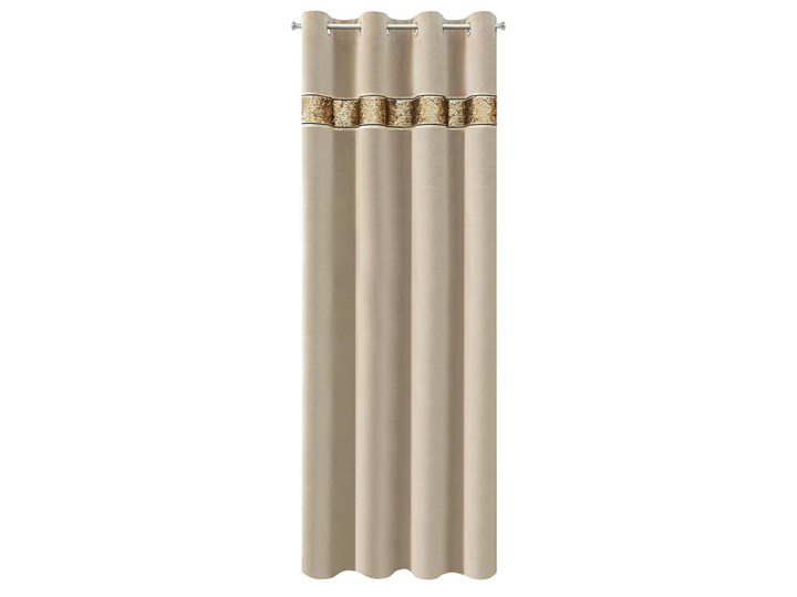 Zasłona gotowa welwet Bueno beżowa zdobiona cekinami 140x250 na przelotkach, kółkach, glamour 140x250 cm Poliester Typ Zasłony gotowe Kolor Beżowy