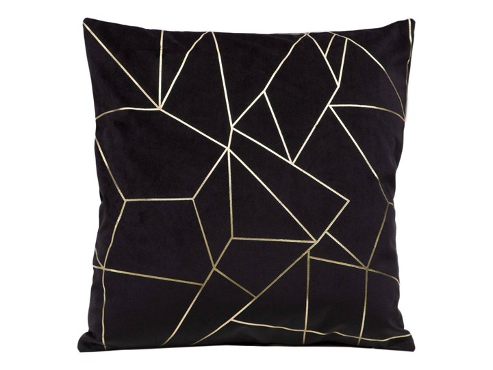 Poszewka na poduszkę czarna zdobiona lśniącym nadrukiem w rozmiarze 45x45 z miękkiej tkaniny velvet 45x45 cm Poszewka dekoracyjna Pomieszczenie Salon Poliester Pomieszczenie Sypialnia