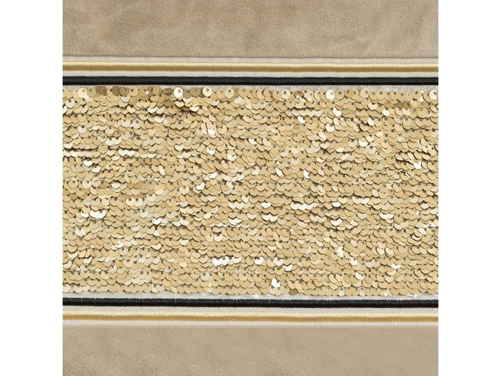 Zasłona gotowa welwet Bueno beżowa zdobiona cekinami 140x250 na przelotkach, kółkach, glamour 140x250 cm Poliester Kolor Beżowy