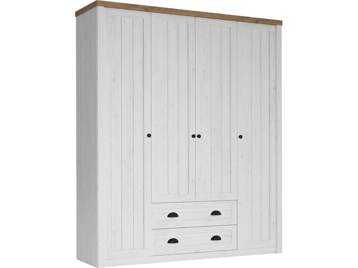 Prowansja Andersen S4D - szafa 4 drzwiowa 2 szuflady Metal Płyta MDF Drewno Płyta laminowana Styl Nowoczesny