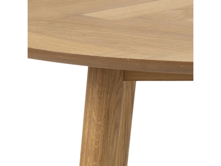 Stół okrągły naturalny fornirowany blat drewniane nogi dąb Ø120x75 cm Drewno Długość(n) 120 cm