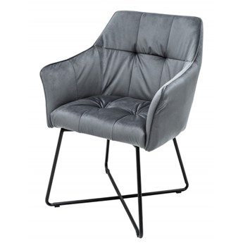 Krzesło tapicerowane z podłokietnikami LOFT | srebrnoszare metalowe nogi