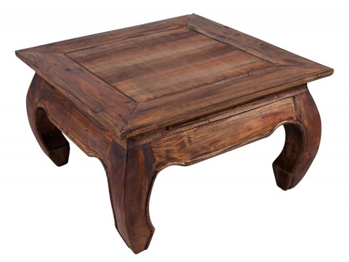 Stolik Kawowy mahoniowy Opium 60x60 cm - styl Shabby Wysokość 35 cm Drewno Styl Kolonialny