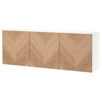 IKEA BESTÅ Kombinacja szafek ściennych, Biały/Hedeviken okl dęb, 180x42x64 cm