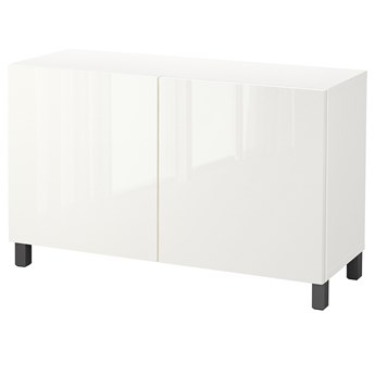 IKEA BESTÅ Kombinacja z drzwiami, Biały/Selsviken/Stubbarp ciemnoszary, 120x40x74 cm