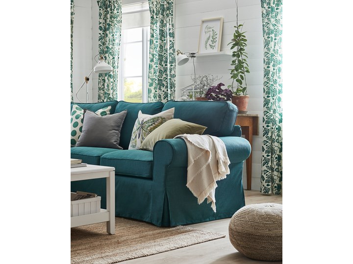 IKEA EKTORP Sofa 3-osobowa, Totebo ciemnoturkusowy, Szerokość: 218 cm Amerykanka Powierzchnia spania Styl Nowoczesny