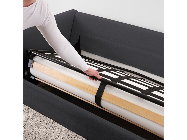 IKEA GRÖNLID Sofa 2-osobowa rozkładana, Sporda ciemnoszary, Wysokość łóżka: 53 cm Szerokość 196 cm Głębokość 98 cm Typ Gładkie