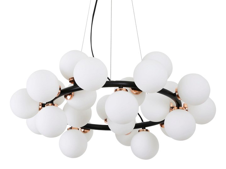 NOWOCZESNA LAMPA WISZĄCA CZARNO-ZŁOTA MARSIADA W25 Lampa z abażurem Lampa z kloszem Metal Szkło Kolor Czarny Ilość źródeł światła 25 źródeł