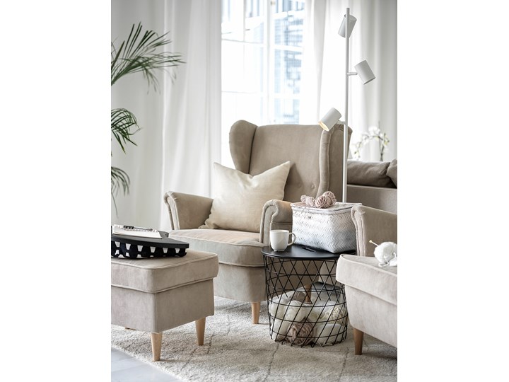 IKEA STRANDMON Fotel uszak, Kelinge beżowy, Szerokość: 82 cm Drewno Tkanina Tworzywo sztuczne Pomieszczenie Salon