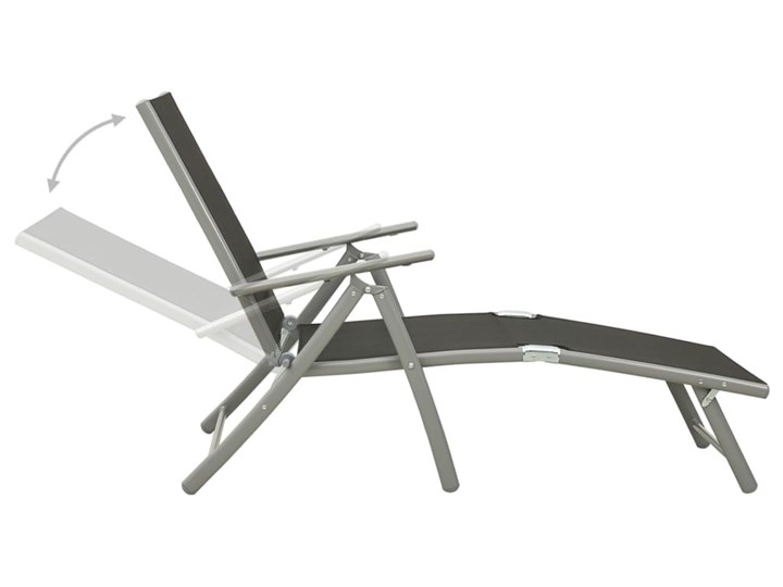 vidaXL Składany leżak, tworzywo textilene i aluminium, czarno-srebrny