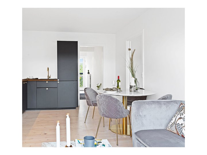 SELSEY Stół Riffeta średnica 90 cm Marmur Długość 140 cm Stal Wysokość 75 cm Płyta MDF Kształt blatu Okrągły