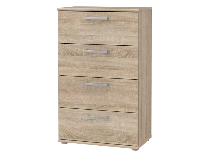 SELSEY Komoda Mercurum z czterema szufladami Głębokość 29 cm Z szufladami Drewno Wysokość 81 cm Szerokość 50 cm Styl Minimalistyczny Płyta MDF Styl Skandynawski