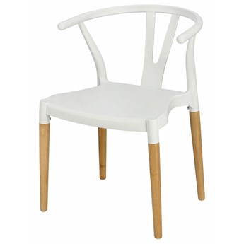 SELSEY Krzesło z tworzywa Draak białe na drewnianych nogach