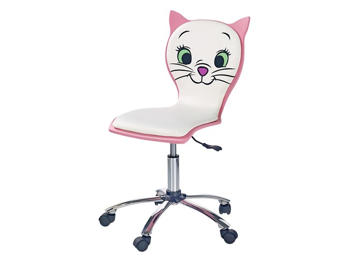 SELSEY Fotel biurowy Marie biało - różowy Stal Metal Krzesło do biurka Skóra ekologiczna Płyta MDF Kolor Biały