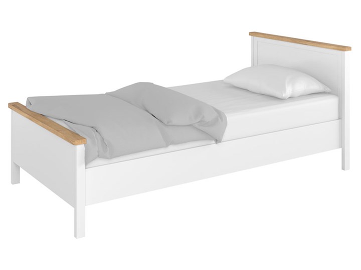 SELSEY Łóżko jednoosobowe Azmidi z materacem białe- dąb nash Drewno Płyta MDF Rozmiar materaca 90x200 cm