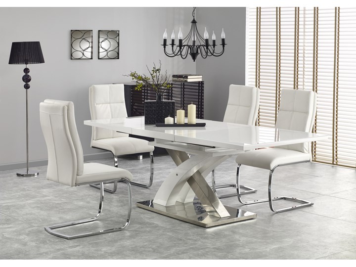 SELSEY Stół rozkładany Reinosa 160-220x90 cm biały ze szklanym blatem Rozkładanie Rozkładane Szkło Długość 140 cm Stal Wysokość 77 cm Płyta MDF Długość 220 cm Długość 160 cm Kategoria Stoły kuchenne