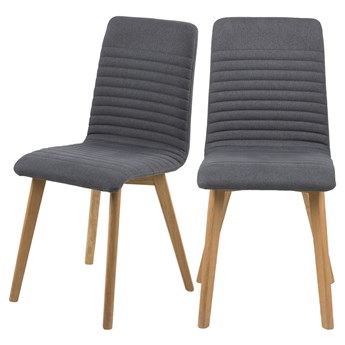 SELSEY Zestaw dwóch krzeseł tapicerowanych Artito antracytowe na dębowych nóżkach