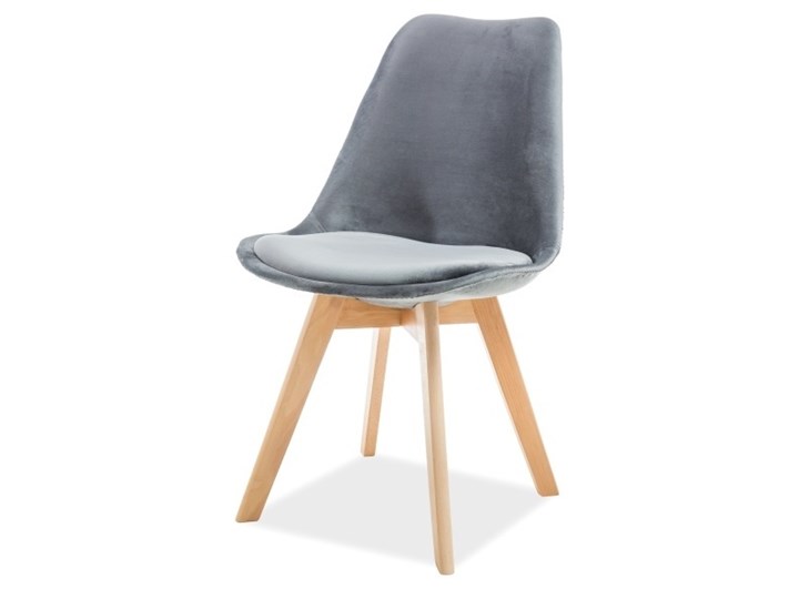 SELSEY Krzesło tapicerowane Lucilin szare - buk velvet Welur Tkanina Drewno Kategoria Krzesła kuchenne Pomieszczenie Jadalnia