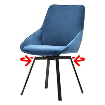 SELSEY Krzesło tapicerowane Yanii z podłokietnikami niebieskie na czarnej podstawie
