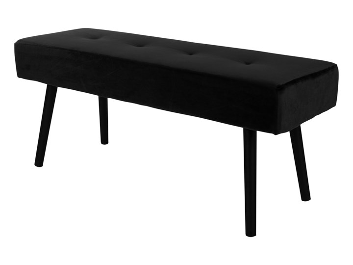 SELSEY Ławka tapicerowana Belicer 100x35 cm czarny velvet na czarnych nogach Pikowana Pomieszczenie Przedpokój