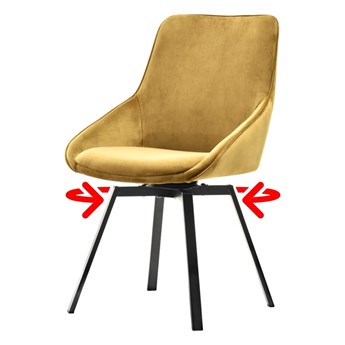 SELSEY Krzesło tapicerowane Yanii z podłokietnikami złote na czarnej podstawie