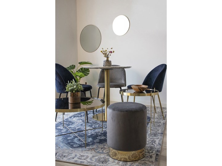 SELSEY Stół okrągły Riffeta średnica 70 cm Wysokość 75 cm Marmur Styl Glamour Płyta MDF Stal Liczba miejsc Do 4 osób